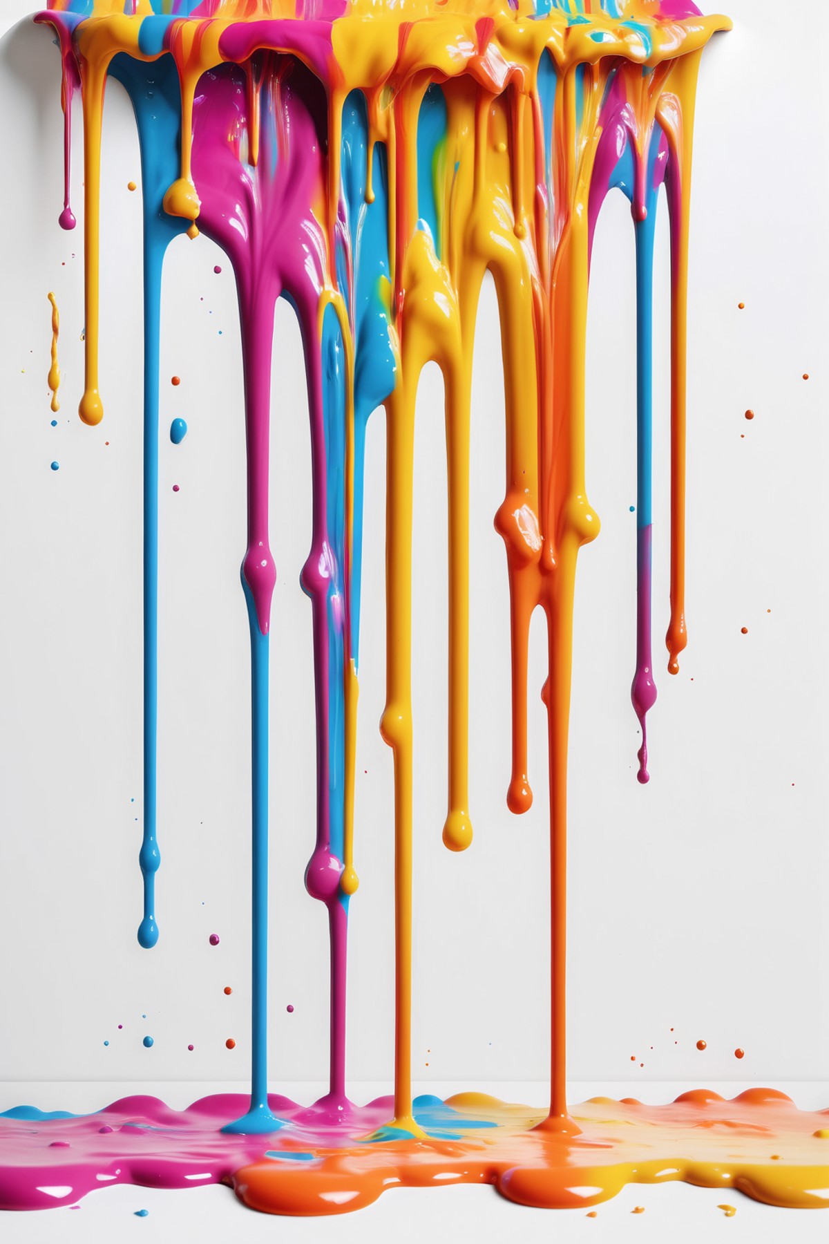 <lora:Dripping Art:1>Dripping Art - solid white backgound with vibrant colored paint dripping down from the top of the image
